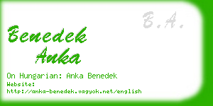 benedek anka business card